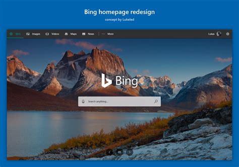 bing homepage redesign  lukeled  deviantart