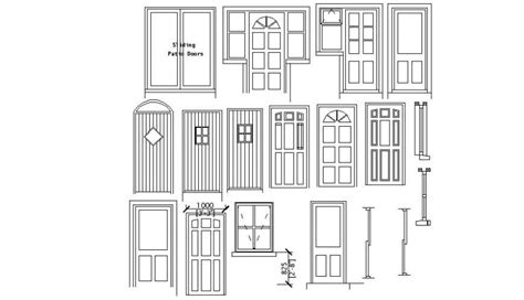 simple wooden  sliding door elevation blocks cad drawing details dwg file cadbull