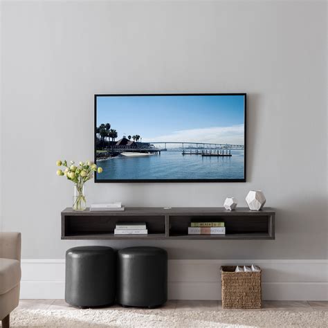furniture  america evaine  shelf floating tv stand dark gray