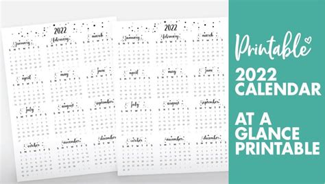 year   glance calendar printable calendar letter etsy