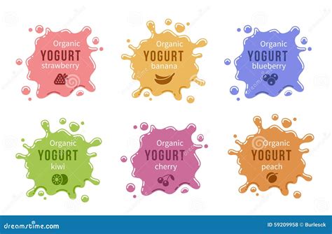 fruit yogurt logos set stock vector illustration  blueberry