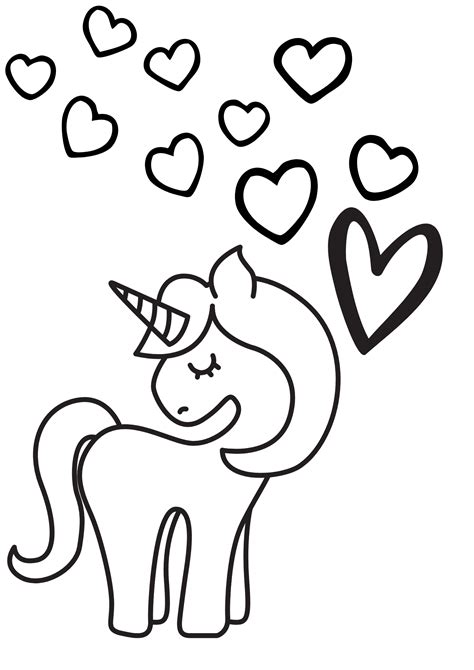 unicorn heart coloring coloring pages