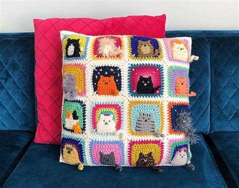 learn how to crochet cat themed granny squares craft frankie