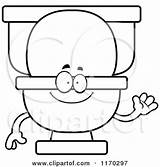 Toilet Coloring Mascot Waving Outlined sketch template