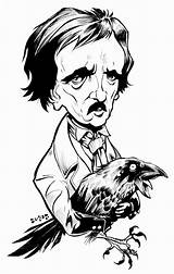 Poe Edgar Allan Greyscale Raven Becker sketch template