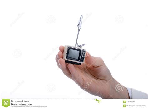 holding  tv set   hand stock image image  media television