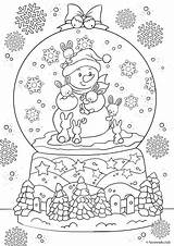 Christmas Globe Coloring Pages Snow Joy Printable Favoreads Snowman Adult Globes Bilder Sheets Workshop Målarböcker Mandala Color Club Santa Magic sketch template