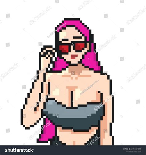 Pixel Art Sexy Girl Pink Hair Stock Illustration 2151364055 Shutterstock
