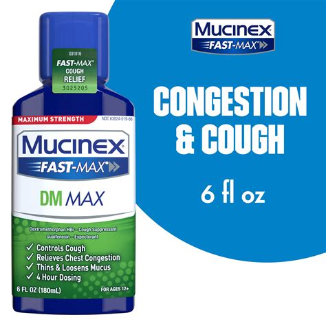 maximum strength mucinex fast max dm max liquid  fl oz controls cough relieves chest