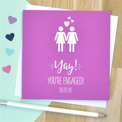 same sex female you re engaged card by pink and turquoise