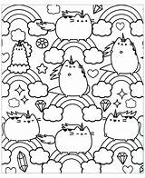 Kawaii Doodle Pusheen Coloring Rainbow Cat Pages Style Adult Doodling Meets Rainbows When sketch template
