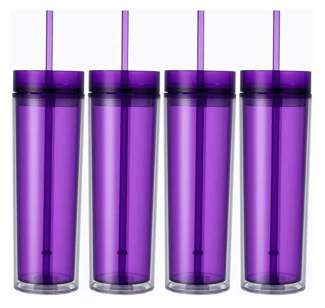 set   purple tall skinny tumblers acrylic  ounce tumblers  straw walmartcom