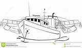 Trawler Fishing Prawn Boat Illustration Vector Anchor Nets Boats sketch template