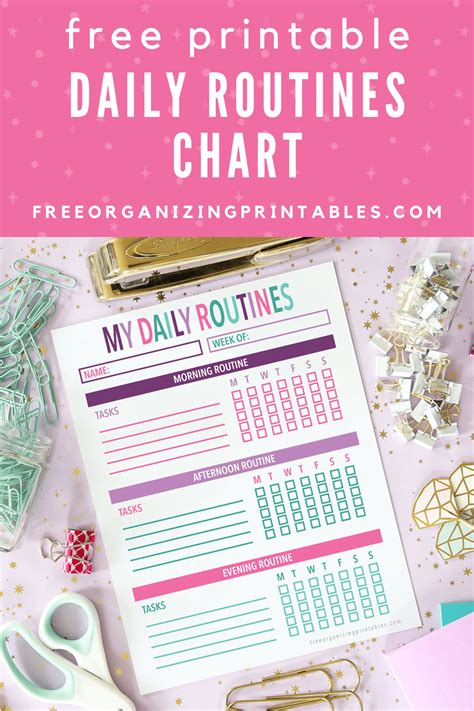 printable daily routine chart  organizing printables