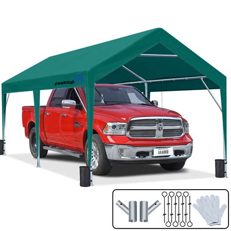 peaktop outdoor    ft upgraded heavy duty carport car canopy portable garage tent boat