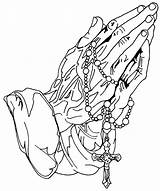 Praying Hands Tattoo Rosary Drawing Tattoos Skeleton Hand Designs Cross Sketch Stencils Prayer Drawings Outline Getdrawings Google Clip Paintingvalley Religious sketch template