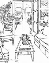 Coloring Pages Living Adults Rooms Color Room Adult Book Drawing Colouring Some House Drawings Sheets Choose Board sketch template