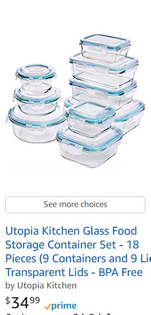 Utopia Kitchen Glass Food Storage Container Set 18 Pieces 9