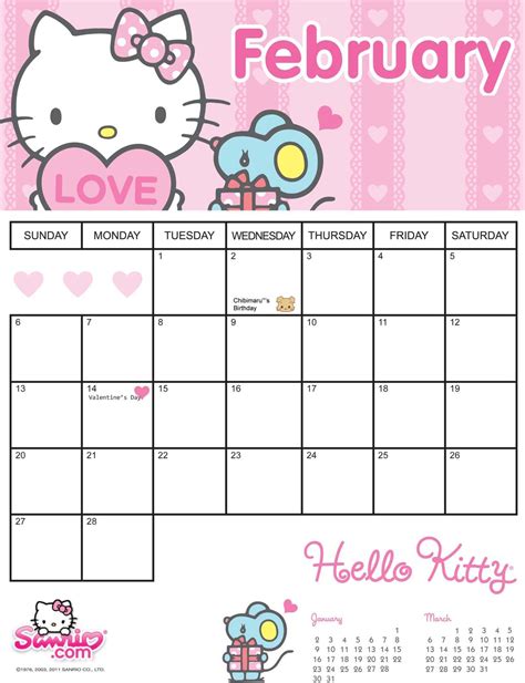 calendar   kitty     month  feb  feb