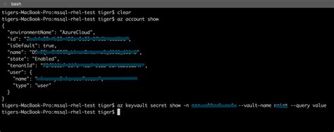 keyvault az keyvault secret show query    return   mac issue