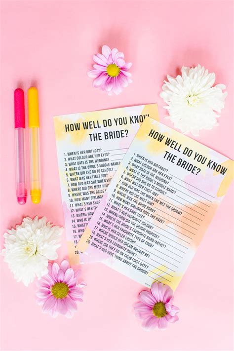Free Printable How Well Do You Know The Bride Hen Party And Bridal