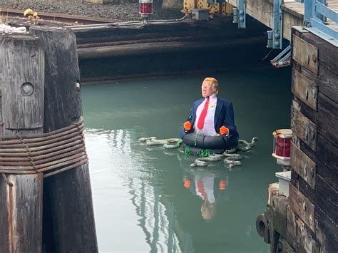 angry trump statue floats  gowanus canal park slope ny patch