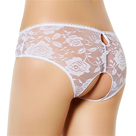 Sexy Women Lady Underwear Briefs Crotchless P5116 White Xl