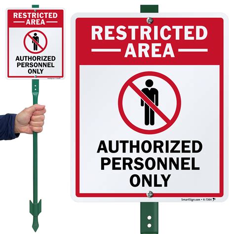 restricted area authorized personnel  sign stake kit sku