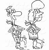 Cartoon Dancing Line Couple Coloring Vector Outlined Leishman Ron Royalty sketch template