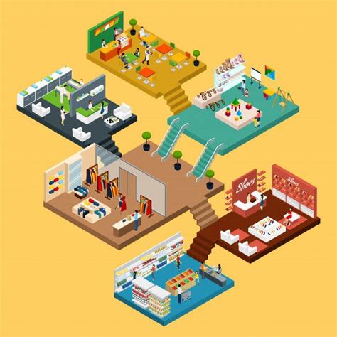Download Shopping Mall Isometric Concept For Free