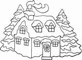 Christmas House Coloring Snow Clipart Pages Covered Houses Color Xmas Snowy Pole North Applique Colouring Cliparts Patterns Embroidery Drawing Winter sketch template