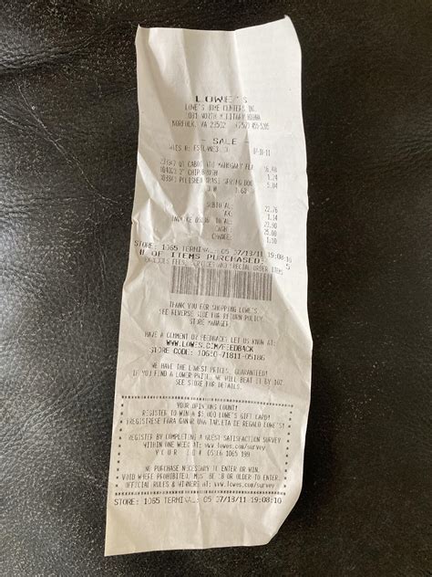 lowes receipt template