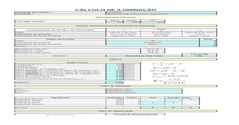 planilha de luminotecnica tabelas aqui xls document