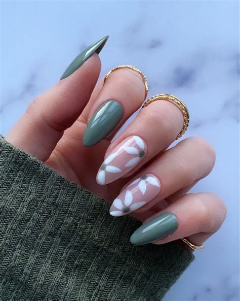 sage green nail designs   eye catching nail art designs