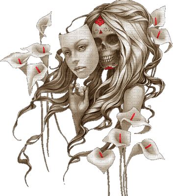 skull woman gothic female skull skeleton flowers mask hair