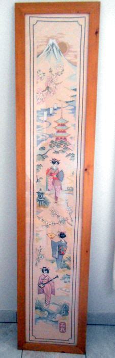 geborduurd schilderij japan tweede helft  eeuw catawiki