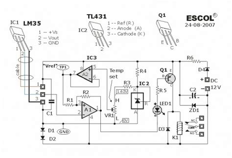 temperature controlled relay circuit diagram  circuit