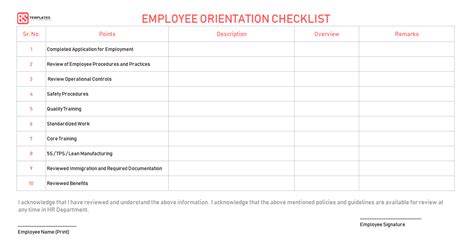 new employee orientation checklist word excel pdf