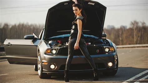 mustang girls picture for desktop and wallpaper yes thank you mustang girl car poses car