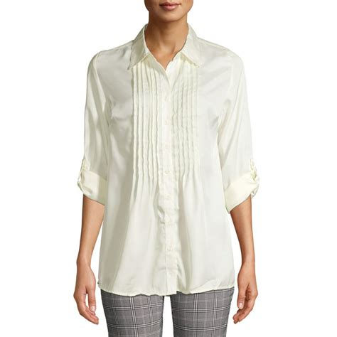 white stag white stag womens pleated woven blouse walmartcom walmartcom