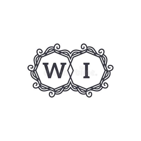 wi logo letter flourish swirl logos design stock vector illustration