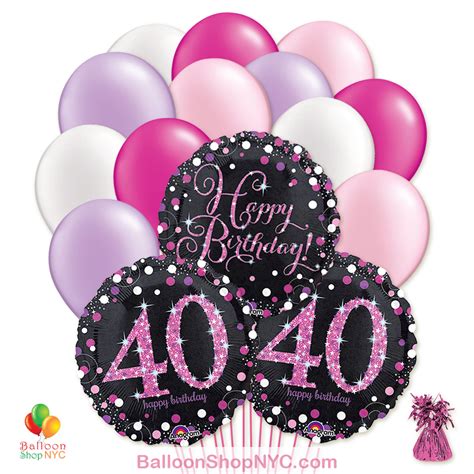 40 Pretty Pink Happy Birthday Mylar Latex Pearl Balloon