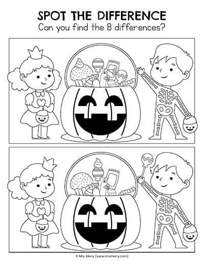 halloween spot  difference printables  merry