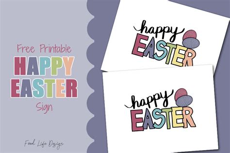 happy easter sign printable food life design