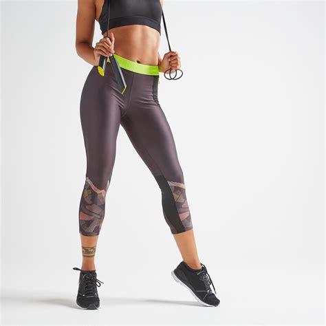 domyos legging 7 8 fitness cardio training femme imprimé 500 decathlon
