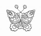 Steampunk Butterfly Google Coloring sketch template