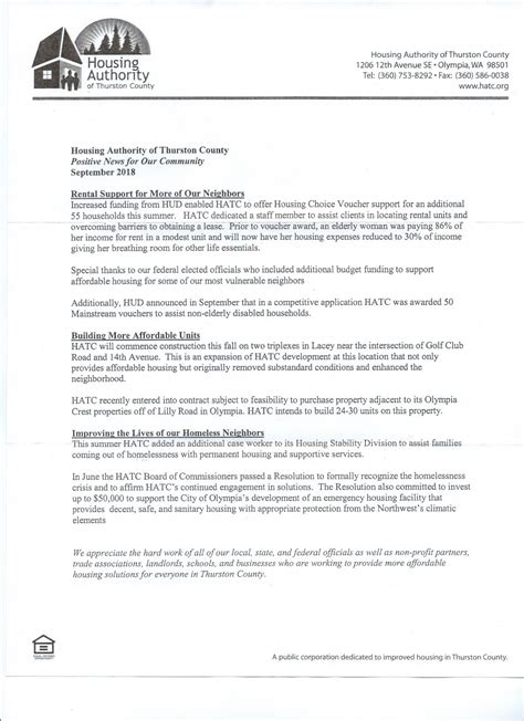 senior center  rainier news housing authority letter