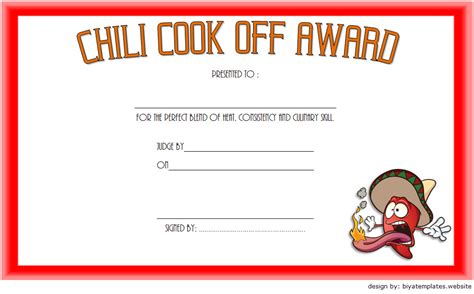 chili cook  certificate template   ideas