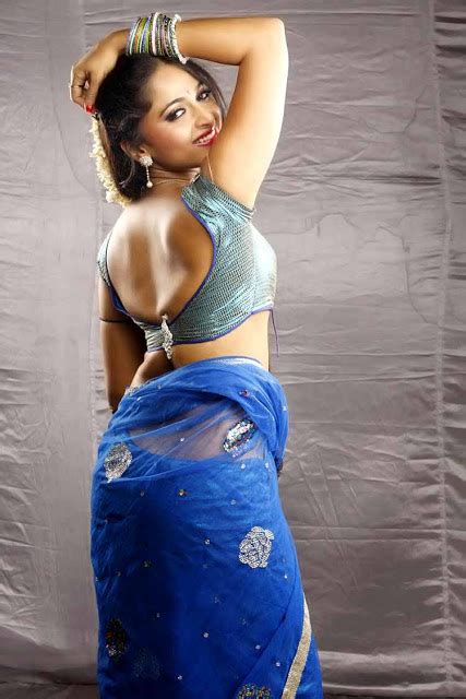 Anushka Shetty Hot Blue Saree