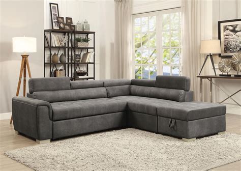thelma upholstered transitional sectional sleeper sofa with pull out bed
